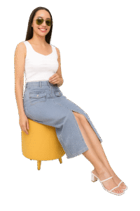 women's denim midi skirt