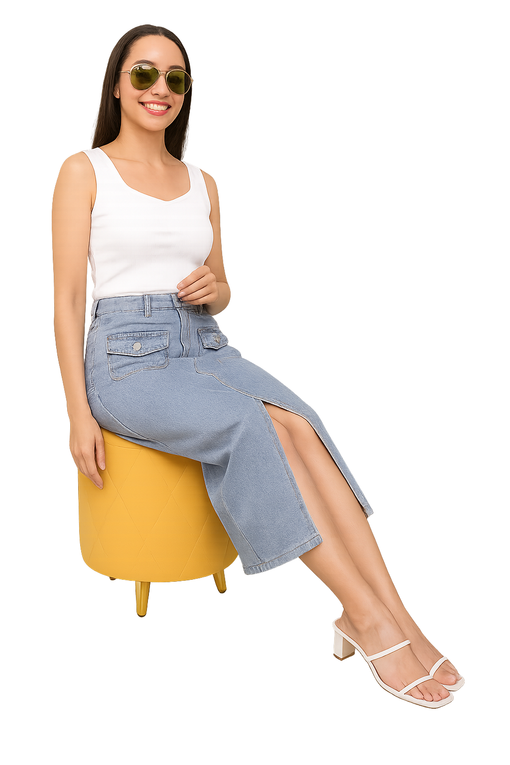 women's denim midi skirt
