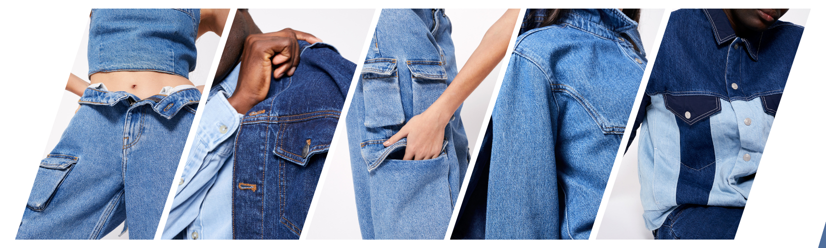 Blue and White Minimalist Photo Collage New Product Jeans Facebook Cover Blue and White Minimalist Photo Collage New Product Jeans Facebook Cover